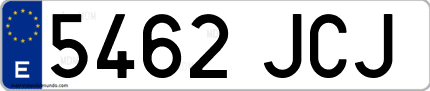 Ejemplo de matrícula de coche ordinaria 5462 JCJ