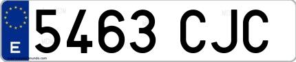 Ejemplo de matrícula española 5463 CJC