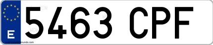 Ejemplo de matrícula española 5463 CPF