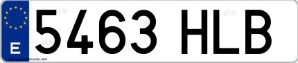 Ejemplo de matrícula española 5463 HLB