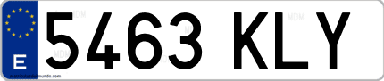 Ejemplo de matrícula de coche ordinaria 5463 KLY