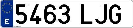 Ejemplo de matrícula española 5463 LJG