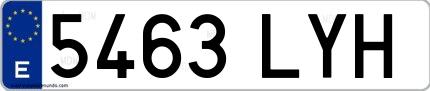 Ejemplo de matrícula española 5463 LYH
