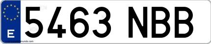 Ejemplo de matrícula española 5463 NBB