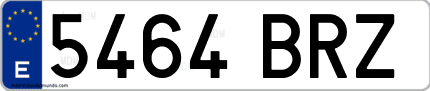 Ejemplo de matrícula de coche ordinaria 5464 BRZ
