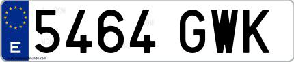 Ejemplo de matrícula española 5464 GWK