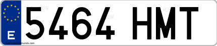 Ejemplo de matrícula de coche ordinaria 5464 HMT