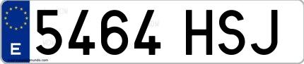 Ejemplo de matrícula española 5464 HSJ