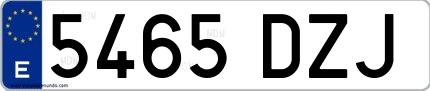 Ejemplo de matrícula española 5465 DZJ