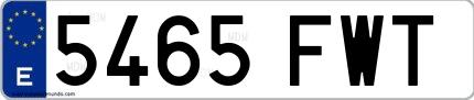 Ejemplo de matrícula española 5465 FWT
