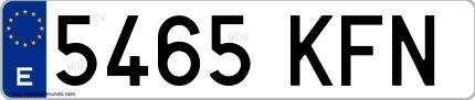 Ejemplo de matrícula española 5465 KFN