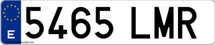 Ejemplo de matrícula de coche ordinaria 5465 LMR