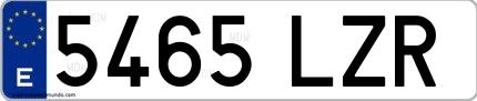 Ejemplo de matrícula española 5465 LZR