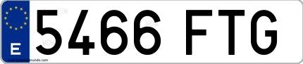 Ejemplo de matrícula española 5466 FTG