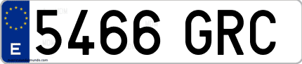 Ejemplo de matrícula de coche ordinaria 5466 GRC