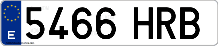 Ejemplo de matrícula de coche ordinaria 5466 HRB