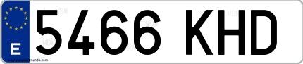 Ejemplo de matrícula española 5466 KHD