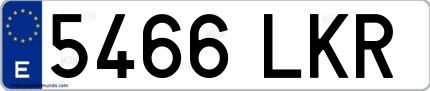 Ejemplo de matrícula española 5466 LKR