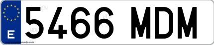 Ejemplo de matrícula española 5466 MDM