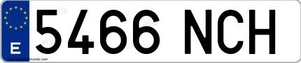 Ejemplo de matrícula española 5466 NCH