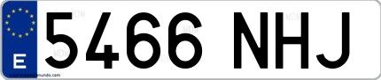 Ejemplo de matrícula española 5466 NHJ
