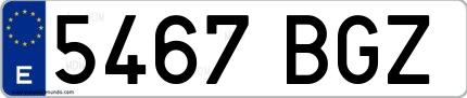 Ejemplo de matrícula española 5467 BGZ