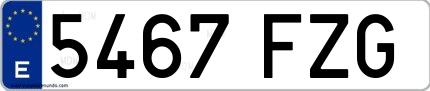 Ejemplo de matrícula española 5467 FZG