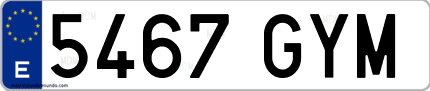 Ejemplo de matrícula de coche ordinaria 5467 GYM