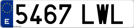 Ejemplo de matrícula de coche ordinaria 5467 LWL