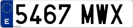 Ejemplo de matrícula de coche ordinaria 5467 MWX