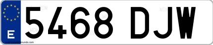 Ejemplo de matrícula española 5468 DJW