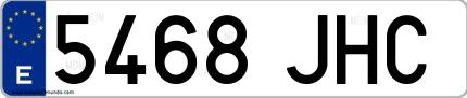Ejemplo de matrícula española 5468 JHC