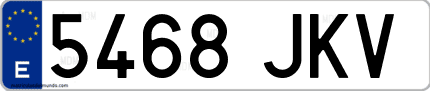 Ejemplo de matrícula de coche ordinaria 5468 JKV