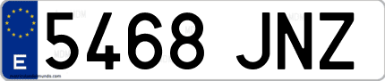 Ejemplo de matrícula de coche ordinaria 5468 JNZ
