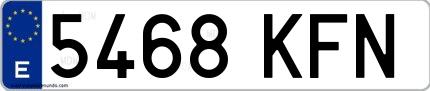 Ejemplo de matrícula española 5468 KFN