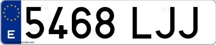 Ejemplo de matrícula española 5468 LJJ