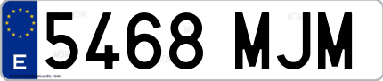 Ejemplo de matrícula de coche ordinaria 5468 MJM