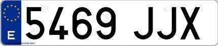 Ejemplo de matrícula española 5469 JJX