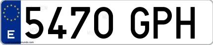 Ejemplo de matrícula española 5470 GPH