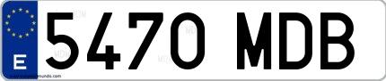 Ejemplo de matrícula española 5470 MDB
