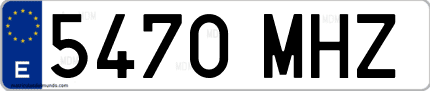 Ejemplo de matrícula de coche ordinaria 5470 MHZ