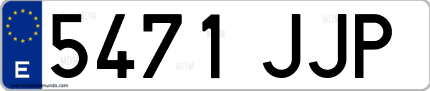 Ejemplo de matrícula de coche ordinaria 5471 JJP