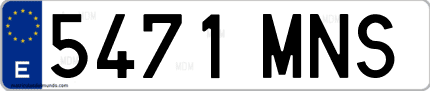 Ejemplo de matrícula de coche ordinaria 5471 MNS