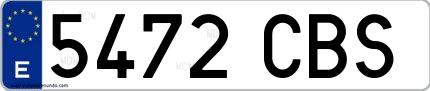 Ejemplo de matrícula española 5472 CBS