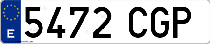 Ejemplo de matrícula de coche ordinaria 5472 CGP
