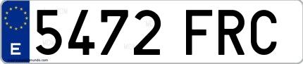 Ejemplo de matrícula española 5472 FRC