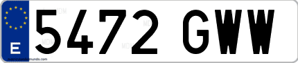 Ejemplo de matrícula de coche ordinaria 5472 GWW