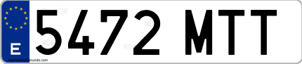 Ejemplo de matrícula de coche ordinaria 5472 MTT