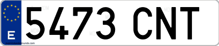 Ejemplo de matrícula de coche ordinaria 5473 CNT