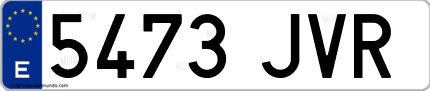 Ejemplo de matrícula de coche ordinaria 5473 JVR